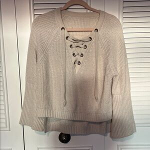 Gray Lace-Up Women's Sweater
